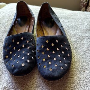 Clarks Black Suede Perforated Slip-On Loafers